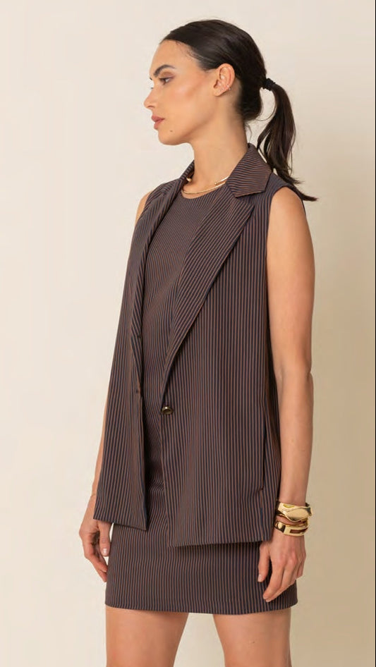 Gilet gessato lungo