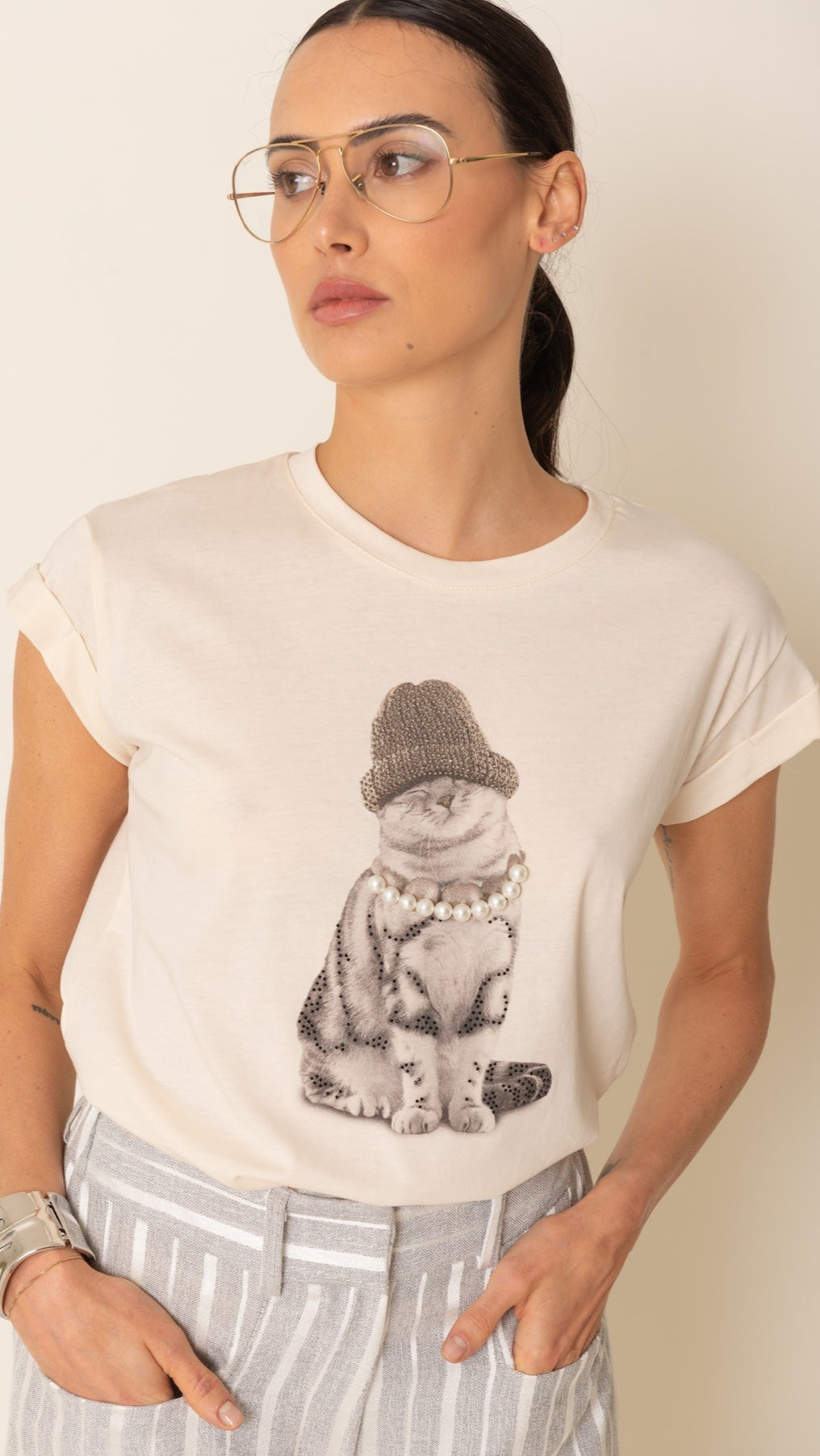 T-shirt gatto in cotone