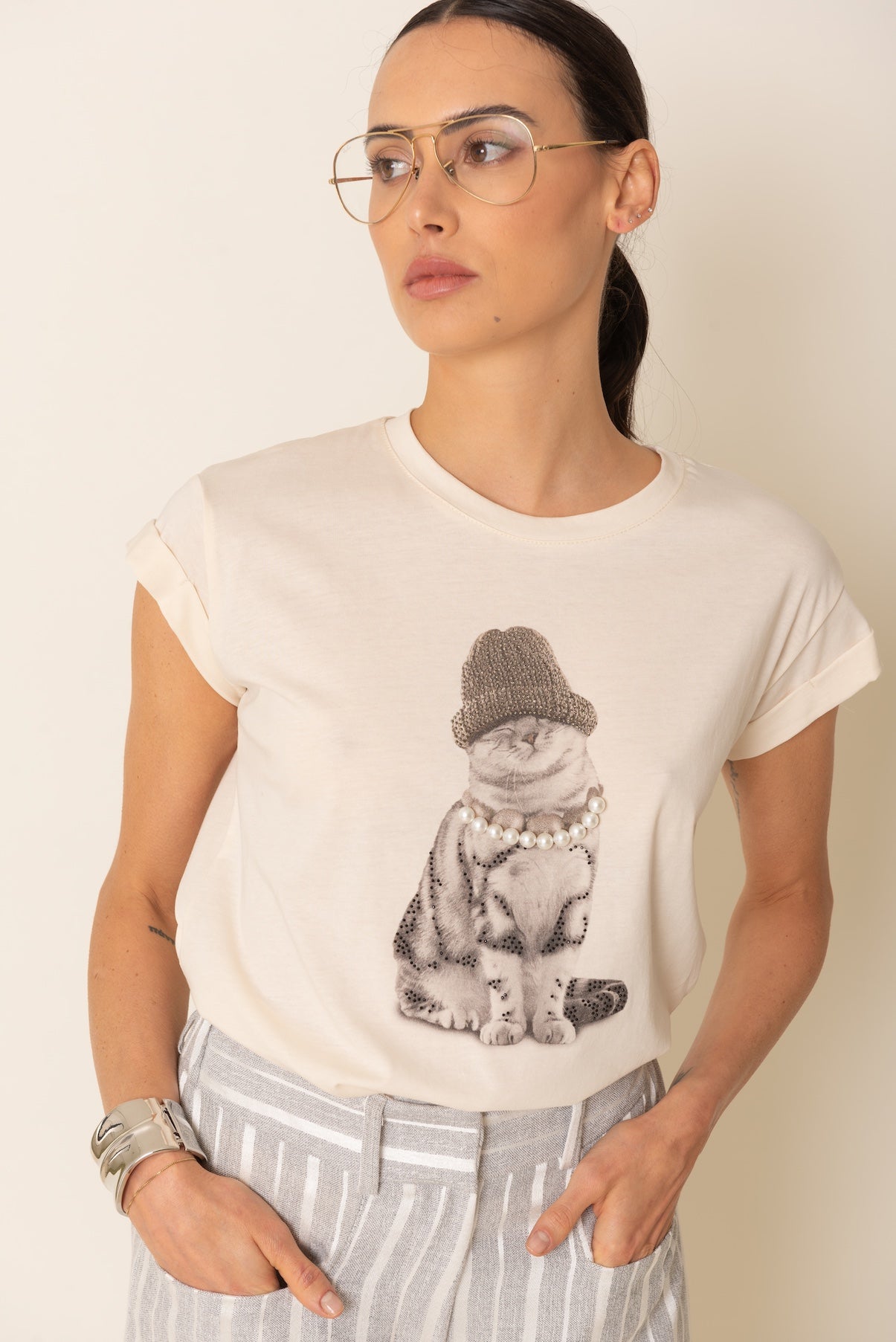 T-shirt gatto in cotone