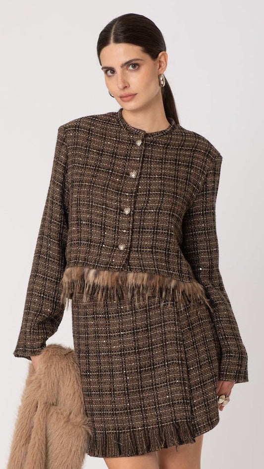 Giacca chanel con profilo ecopelle
