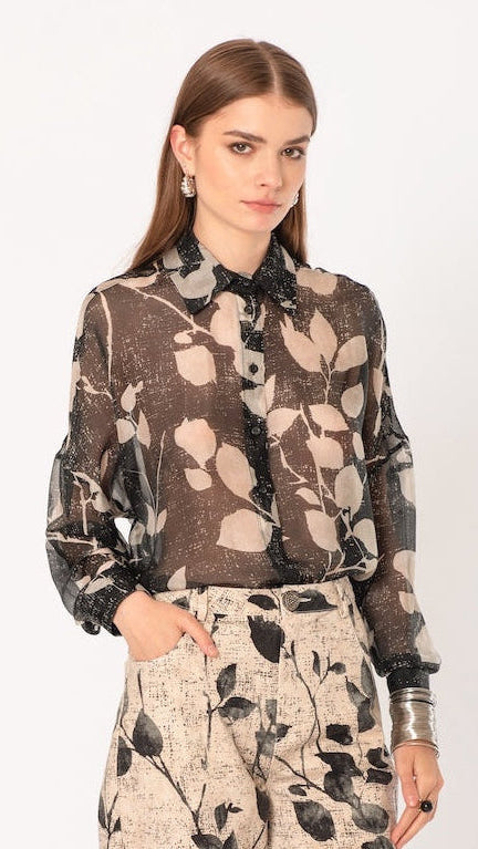 Camicia fantasia foglia