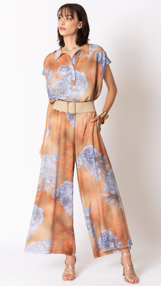Pantalone palazzo ampio fantasia viscosa