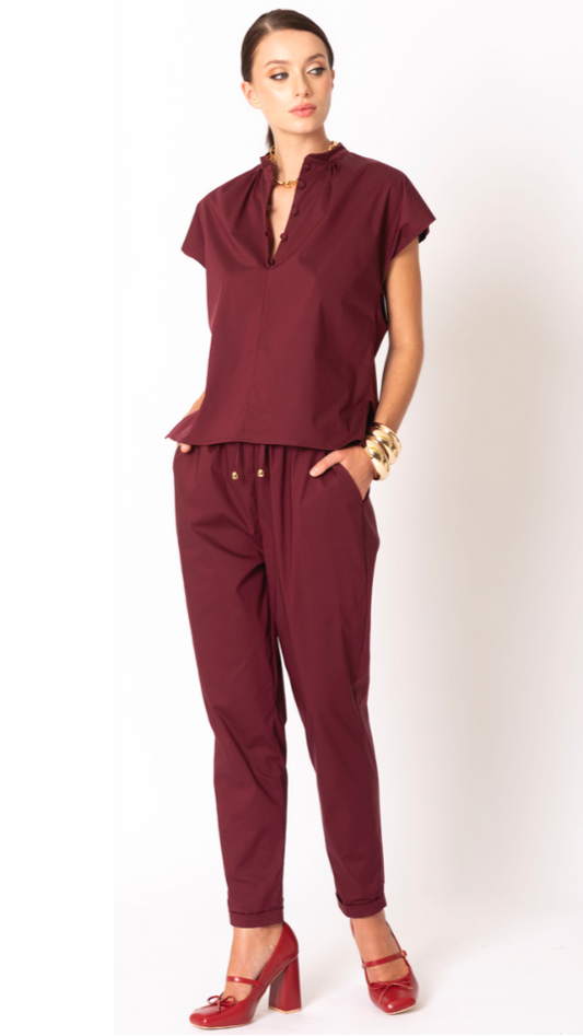 Pantalone sangria coulisse cotone
