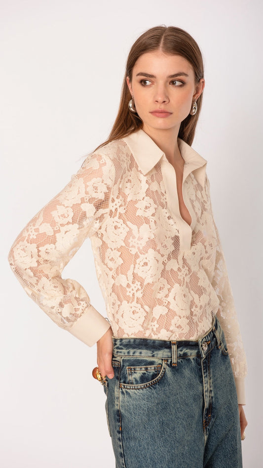 Camicia pizzo trasparente