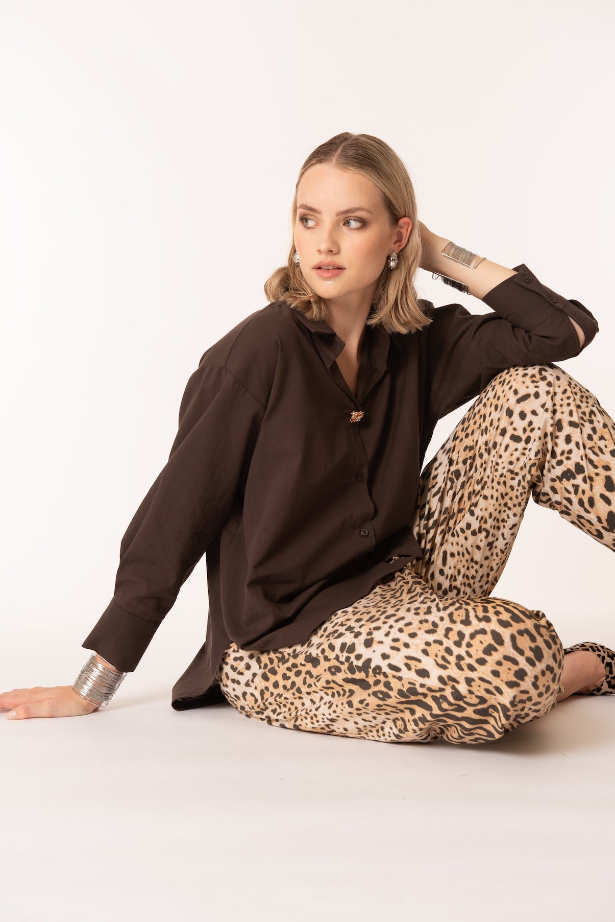Camicia con copribottone gioiello - Curvy