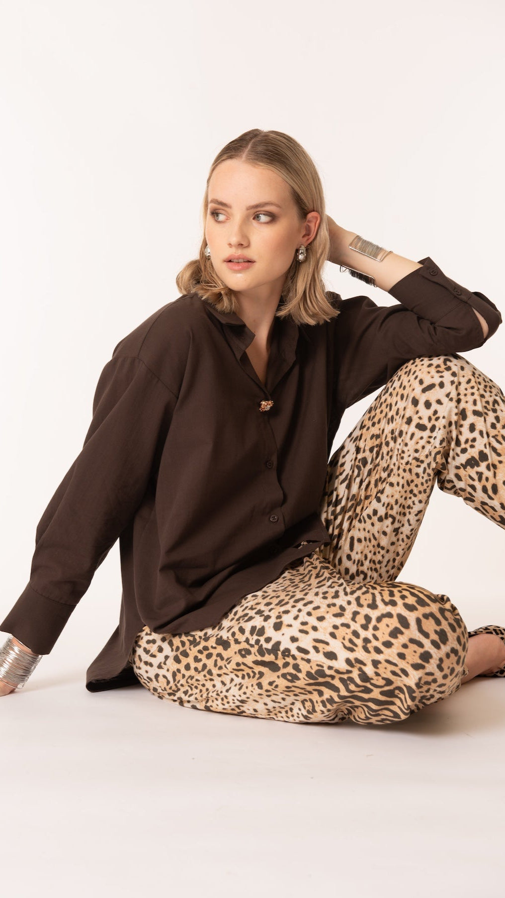 Camicia con copribottone gioiello - Curvy