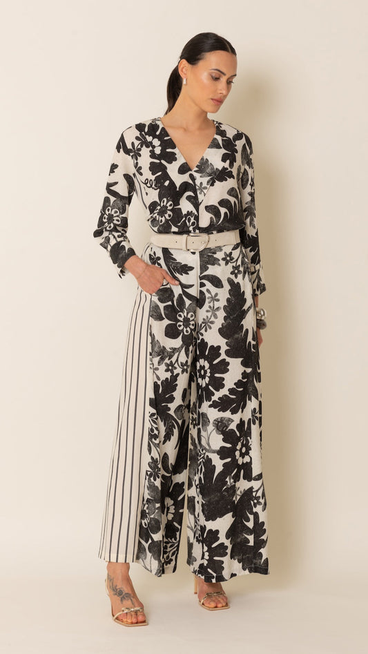 Pantalone a palazzo bifantasia in viscosa