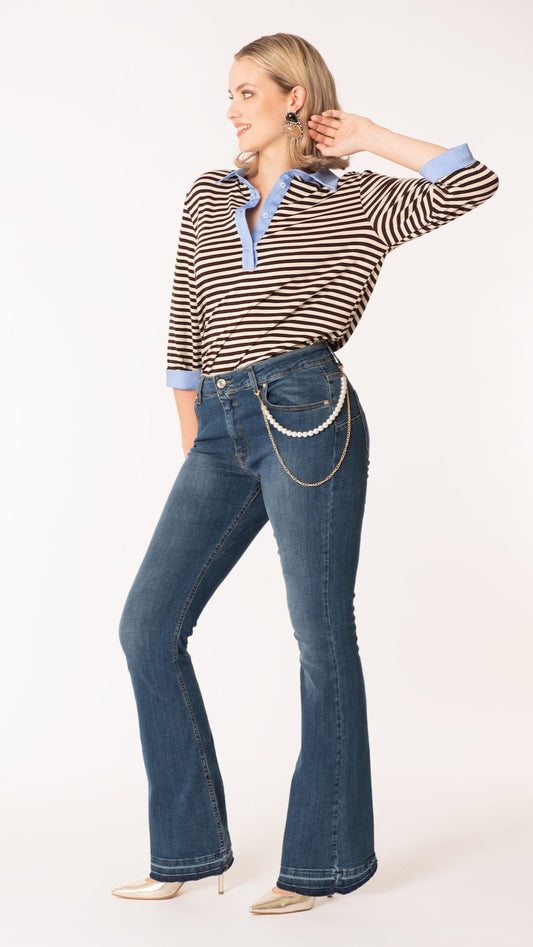 Polo con righe in viscosa - Curvy