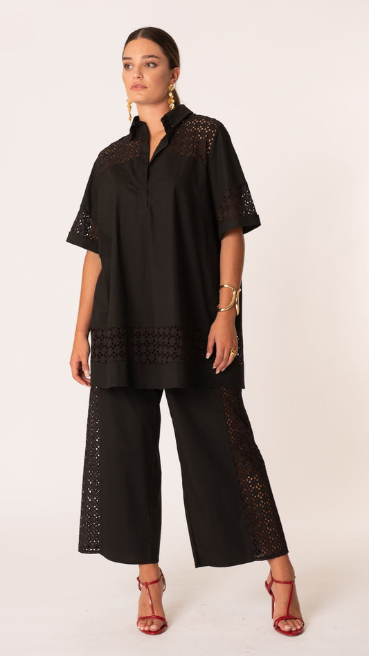 Pantalone con inserti in pizzo San Gallo - Curvy