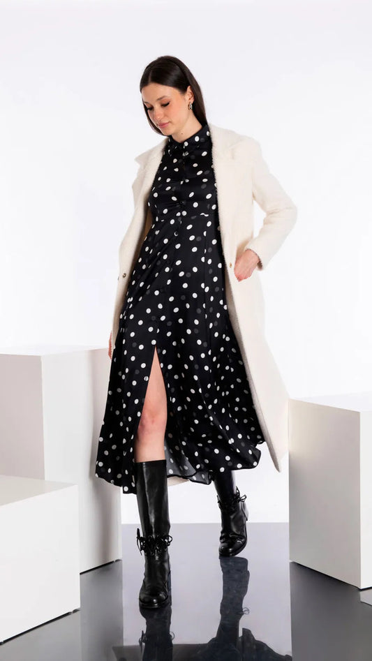 Abito viscosa camicia pois bianco e nero